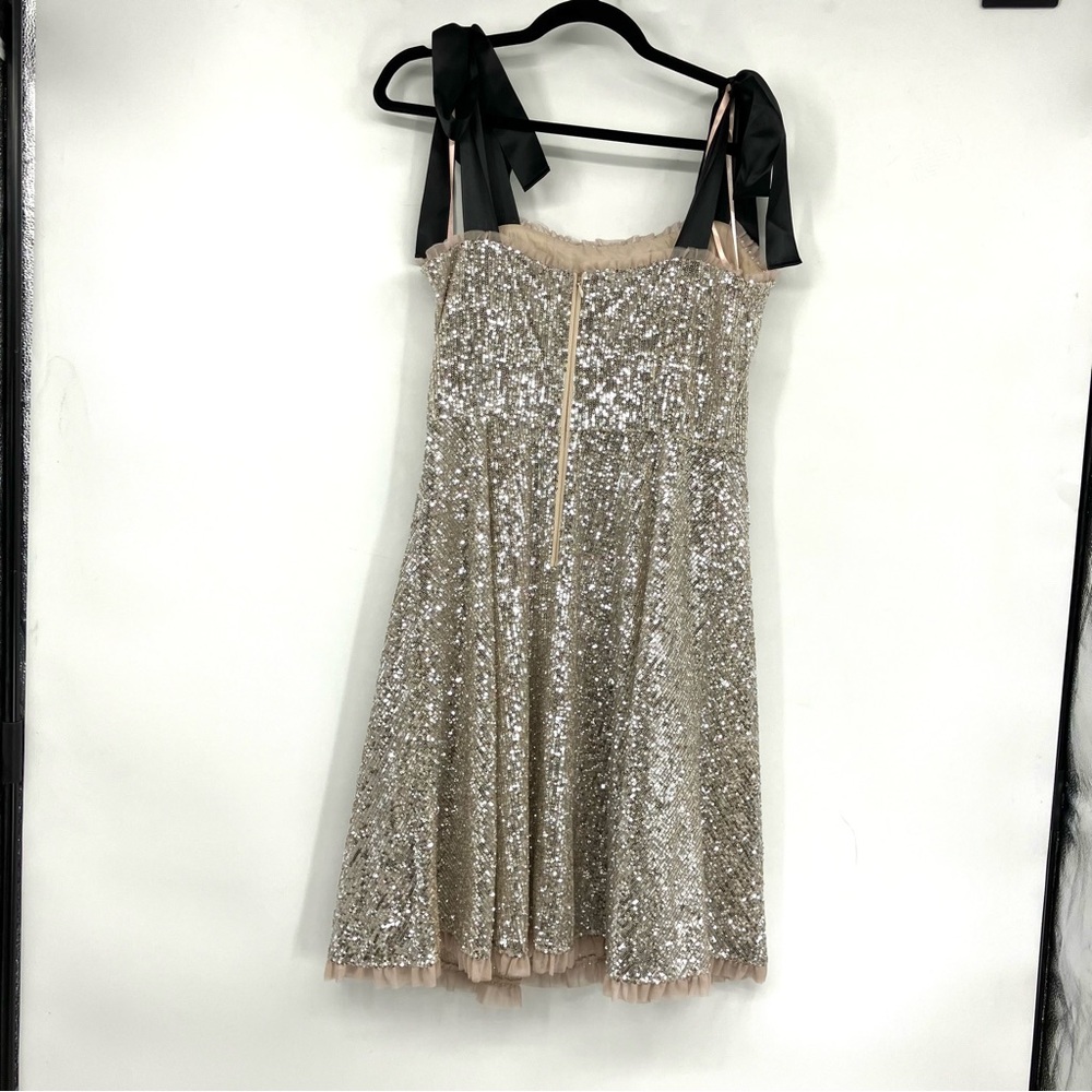 NWT Gal Meets Glam Collection Diana Sequin Tie Shoulder Flare Dress Size 10 - Picture 3 of 6